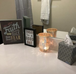 My friend left motivational quotes in her son's immaculate bathroom!